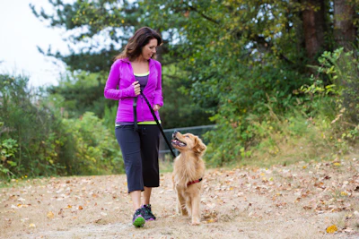 Walking your dog is a good way to get your mileage in each day and you get to do it with your good pal. Thinking about and keeping track of your dog also helps you focus outside yourself, which can help relieve stress.