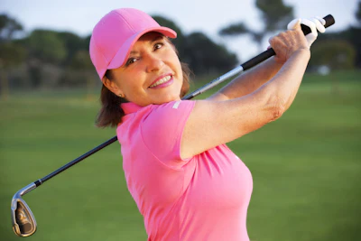 Golfing is great exercise as long as you leave the little electric cart parked at the clubhouse. Eighteen holes on a golf course is about the same as walking five miles. Carrying or pulling your clubs adds a weight component as well.