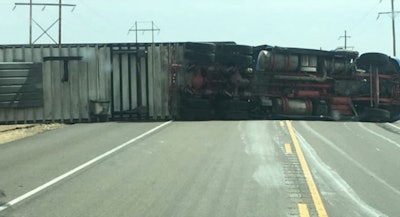 truck blown over