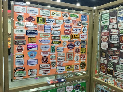 Some of the 300 patches Dale Bridge displayed at MATS