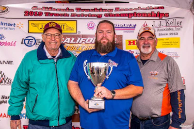 Walmart driver Steve Hutton, center, is California’s grand champion. (Image Courtesy of California Trucking Association)