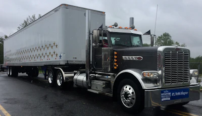 The stars on the side of the trailer of the lead truck in the convoy represent children who lost their battles with the illnesses that brought them to Make-A-Wish.