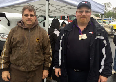 UPS and FedEx may compete, but their drivers were part of Sunday's event. UPS driver Kevin Dick has been in the convoy 1 years and FedEx driver Terry Swartz has driven for nine.