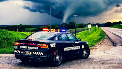 ‪This tornado crossed Highway 75 just south of Dawson, Nebraska this week. (Nebraska State Patrol photo)