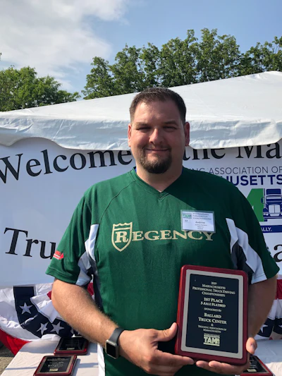 Regency Transportation driver Andrew Barilone won first place in Massachusetts' flatbed class. (Image Courtesy of Trucking Association of Massachusetts)