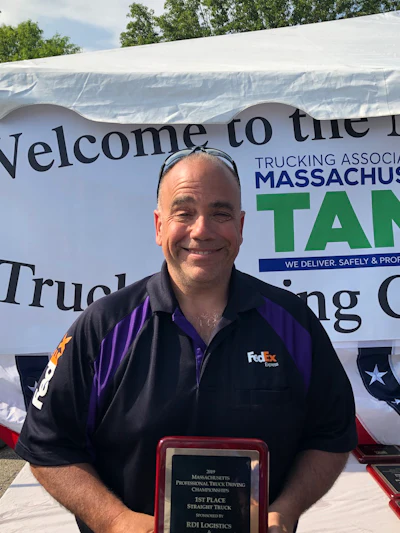FedEx Express driver Brian Colantuone won first place in Massachusetts' straight truck class. (Image Courtesy of Trucking Association of Massachusetts)