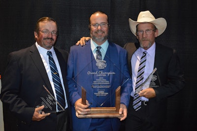Eric Stein, center, was named Nebraska’s grand champion. Tim Dean, left, won first place in the sleeper berth class while Larry Derr won first place in the tanker class. (Image Courtesy of Nebraska Trucking Association)