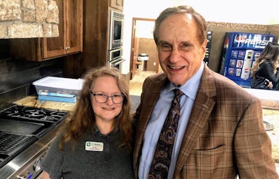 Lodge attendant Trudy Stroup, right, and Daseke CEO Don Daseke, explore Tri-State’s Legacy Lodge. Tri-State is a part of the Roadmaster Group, which is a Daseke company. (Image Courtesy of Tri-State/Facebook)