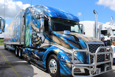 Keith Williams’ 2018 Volvo VN760 and 2018 Utility trailer won Best Overall Theme. (Image Courtesy of Walcott Truckers Jamboree | Iowa 80 Truckstop)