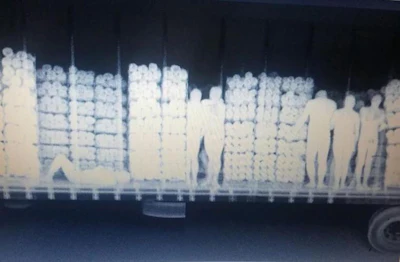 Thirty-three people were found inside a truck trailer. (Image Courtesy of U.S. Border Patrol)