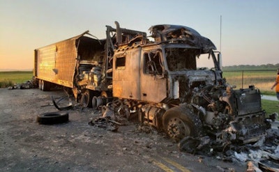 Fire destroyed this tractor-trailer at a truck stop Tuesday morning. (Photo: Maryland State Fire Marshal)