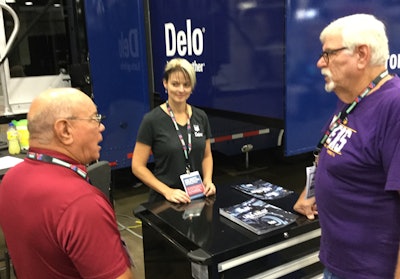 Lisa Kelly met fans at the Chevron Delo booth