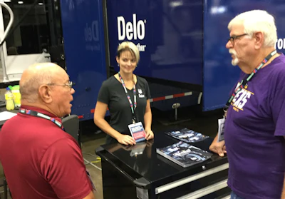 Lisa Kelly met fans at the Chevron Delo booth