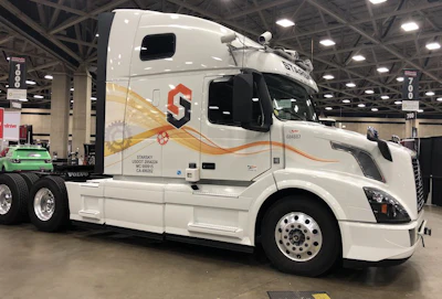 Starsky Robotics' autonomous truck is on display at the GATS New Truck Pavilion.