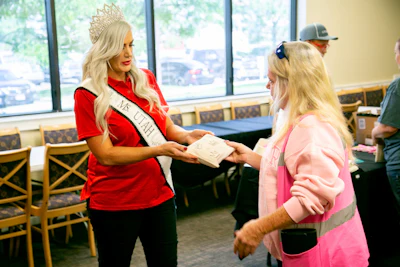 Frazier assembled and distributed 200 beauty bags Aug. 22 as part of her women in trucking pageantry platform. (Image Courtesy of C.R. England)