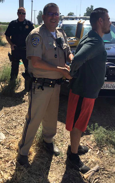 CHP officer arrests driver accused of driving under the influence and causing two hit-and-run accidents. (CHP photo)