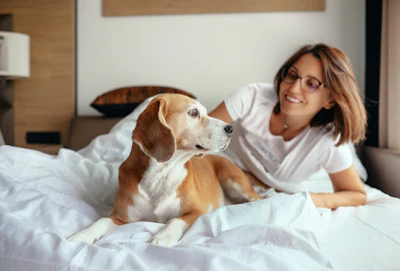 Participants in a recent survey reported that dogs in bed were less disruptive than human sleep companions, so the women got better sleep.