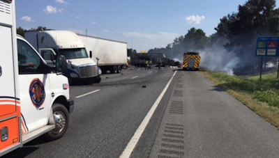 Truck driver dies in three-truck crash on I-75 in Florida (Florida DOT photo)