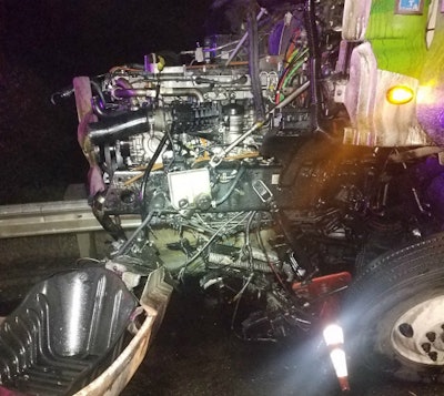 The truck that struck a Washington DOT vehicle (WSDOT photo)