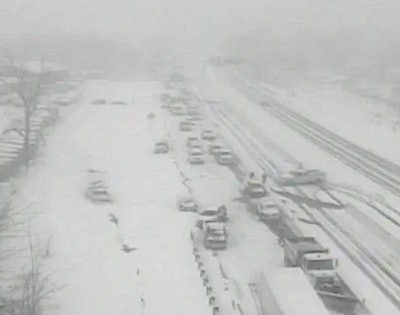 Whiteout conditions near Akron, Ohio caused a multi-vehicle crash. (Photo/Ohio Department of Transportation)