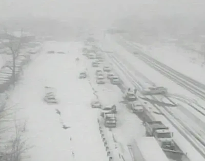 Whiteout conditions near Akron, Ohio caused a multi-vehicle crash. (Photo/Ohio Department of Transportation)