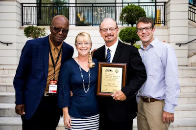 Left to right: Garthell Elkins, regional transport manager, Michigan-Indiana region; Theresa Villa, Billy’s wife; Billy Villa and Robert Leipheimer. (Image Courtesy of Marathon Petroleum Corp.)