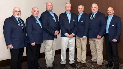 Honorees include (from left) Jerry Wood, David Pearson, Athern Archer, Jr., David Jones, Harold Legge, Charles Van Winkle and Melvin Bartsoff, Jr. Not Pictured: James Weiss. (Penske photo)