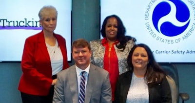Brock recently represented RWIT alongside fellow members Desiree Wood and Idella Hansen during a meeting with FMCSA staff, including acting Administrator Jim Mullen. (Image Courtesy of FMCSA)
