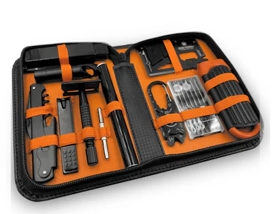 This 12-piece tactical grooming kit from Wild Willies is the perfect way to tackle your daily grooming routine on the road. The Tactical Traveler comes in its own zip pouch with a hi-vis orange interior that highlights its 12 blacked-out tools, which include everything from a razor to a sewing kit and even multi-tools in different sizes. Order here for $34.95.