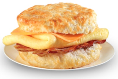 Bojangles biscuit with cheese, egg and bacon