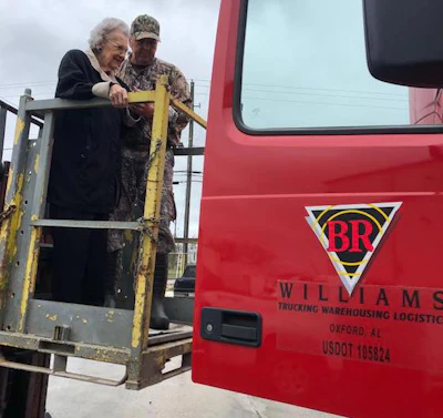 Haywood was lifted into the truck using a crate. (Image Courtesy of BR Williams Trucking)