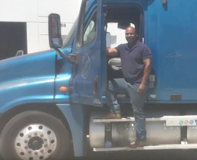 Dillon Bruno, a trucker for more than 15 years, hauls containers from the Port of Los Angeles.