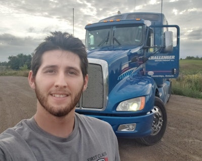 Linden O’Donnell, a driver with Challenger Motor Freight, and a Highway Angel. (TCA photo)