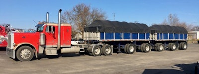 2000 Peterbilt and two trailers filled with steel coils tipped the scales at 176,300 lbs. (ISP photo)