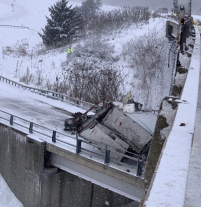 Weather is suspect to have caused this two-truck collision in western New York Feb. 27 (N YS Police photos)
