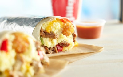 Stylized BBQ Brisket and Chicken Jumbo Breakfast Burritos 0341