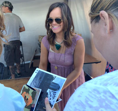 Lindsay Lawler with fans at the 2016 Truckers Jamboree in Walcott, Iowa