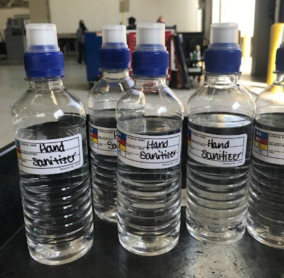 Freshly bottled hand sanitizer for Prime drivers (Prime photo)