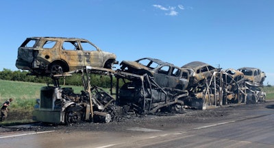 Remains of the car carrier fore in South Dakota. (SD Highway Patrol photo)