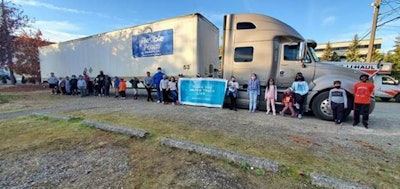 The Melton Truck Lines truck that delivered donations for hurricane victims in Louisiana