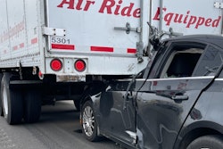 A Chevrolet Cruze struck and became lodged under a tractor-trailer in California earlier this week
