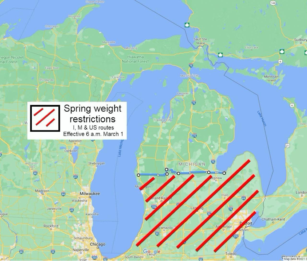 Mdot Truck Operators Map Michigan Enacts Spring Weight Restrictions | Truckers News