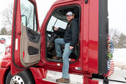 Driving instructor Ryan J. Harrigan teaches in the SUNY Canton commercial driver’s license training program.