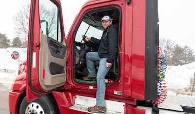 Driving instructor Ryan J. Harrigan teaches in the SUNY Canton commercial driver’s license training program.