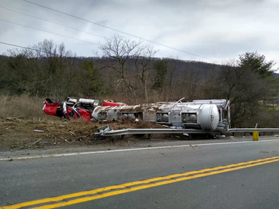 The driver was uninjured in this tanker rollover