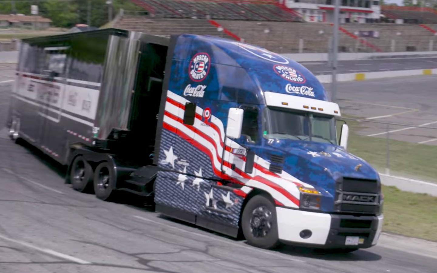 Each NASCAR Mack Anthem features a 505-horsepower Mack MP 8 engine and a Mack mDRIVE automated manual transmission.