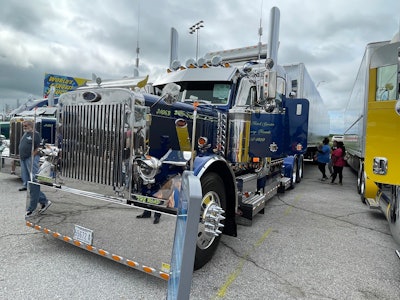 Marcel Pontbriand's 1989 Peterbilt 379 and 2015 Great Dane trailer 'Cowboy of the Road' won the coveted Trucker's Choice award.