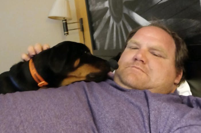 Timothy Sikes and his dog Diesel