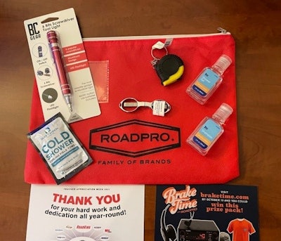 RoadPro Family of Brands goodie bag for truckers