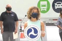 FMCSA's Meera Joshi speaking at a National Truck Driver Appreciation event in Washington, D.C.
